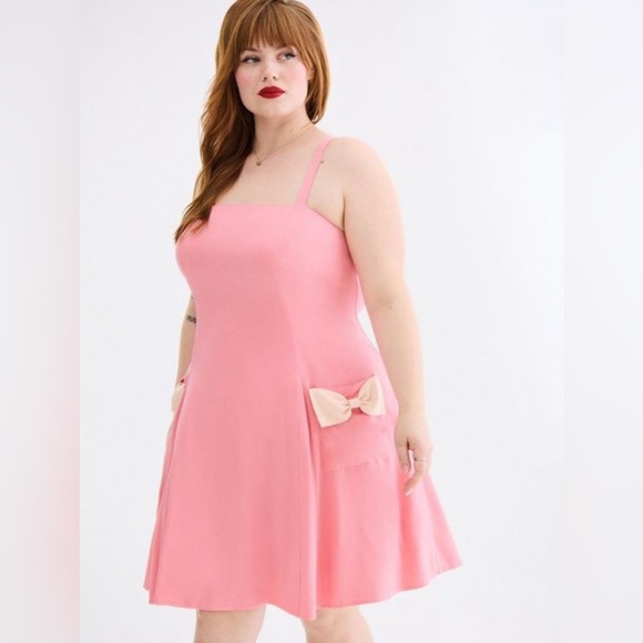 Torrid Retro Chic Fit & Flare Dress in Flamingo Plume Pink, Large, NWT! - Picture 3 of 16